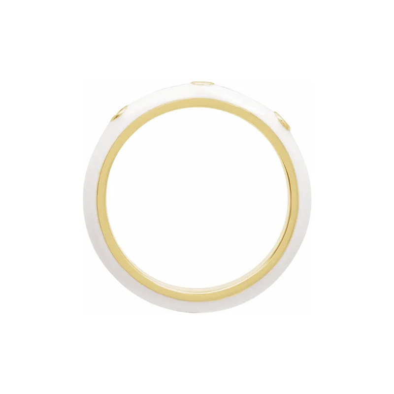 White Enamel & Diamond Ring
