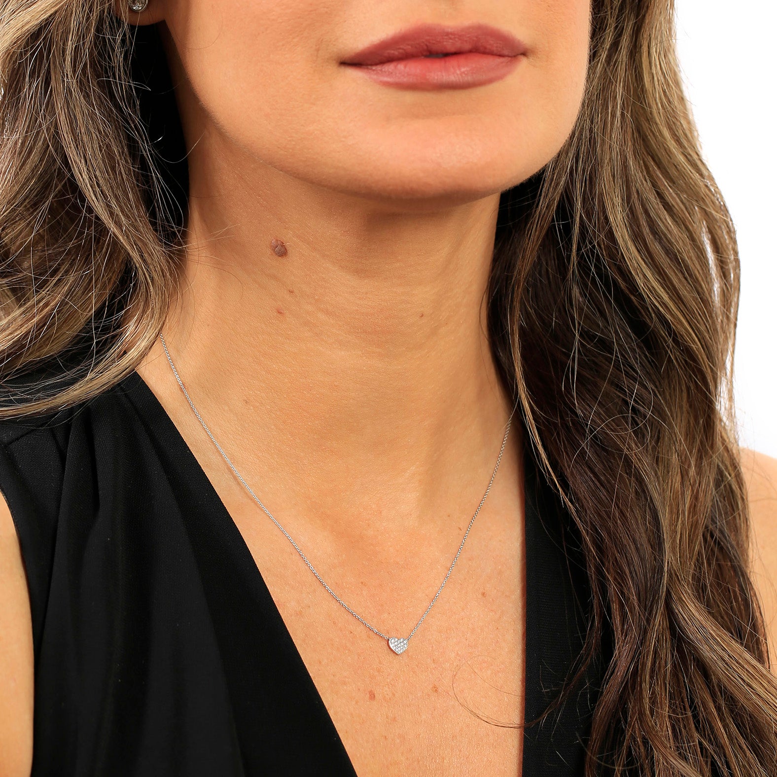Heart Strings Diamond Necklace - 14K White Gold Necklace