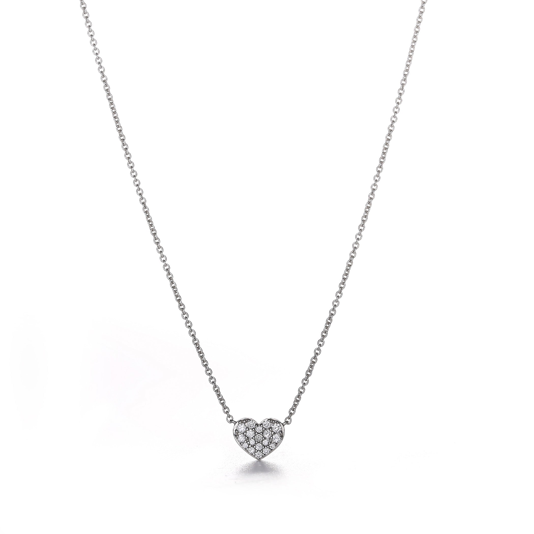 Heart Strings Diamond Necklace - 14K White Gold Necklace