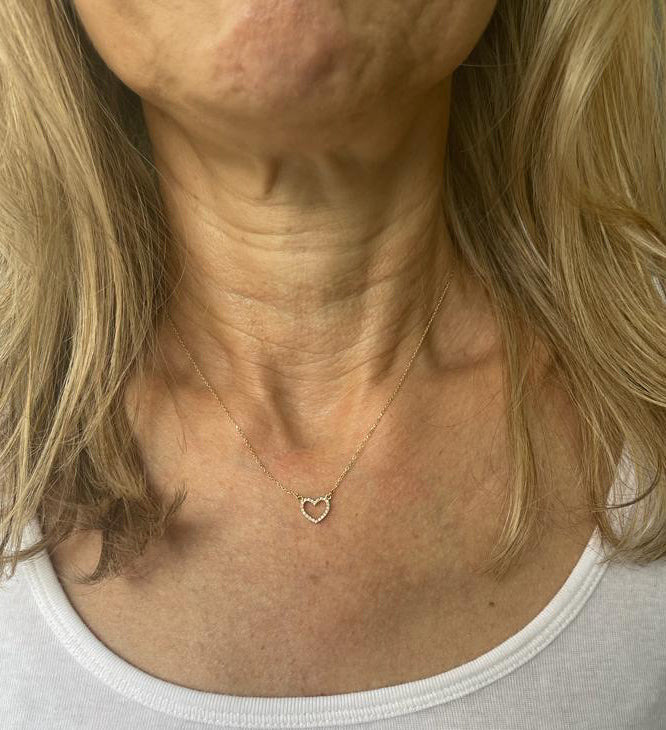 Petite Gold & Diamond Heart Necklace