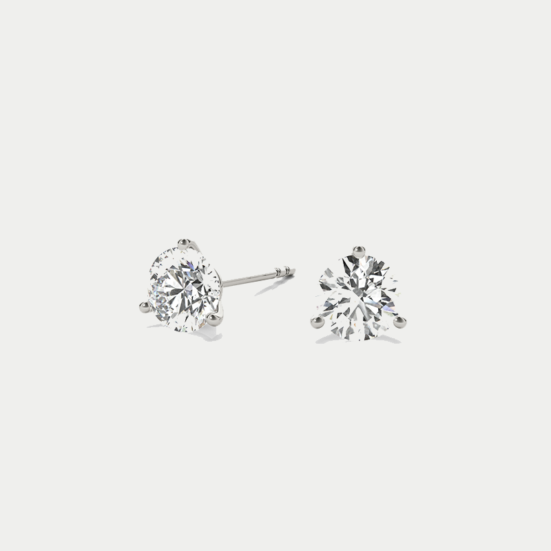 Lumije Signature Diamond Studs in Martini Setting (I Color, SI Clarity) in White Gold