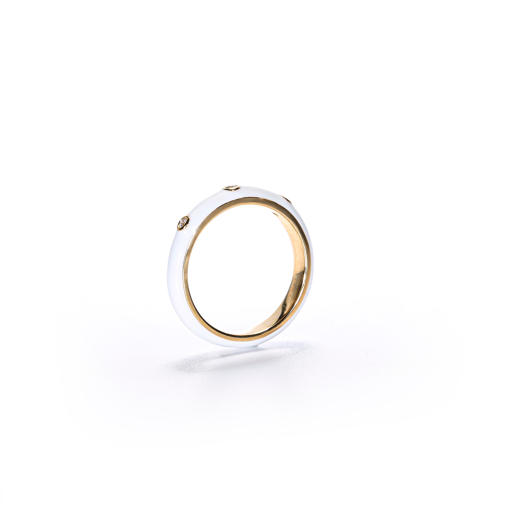 White Enamel & Diamond Ring