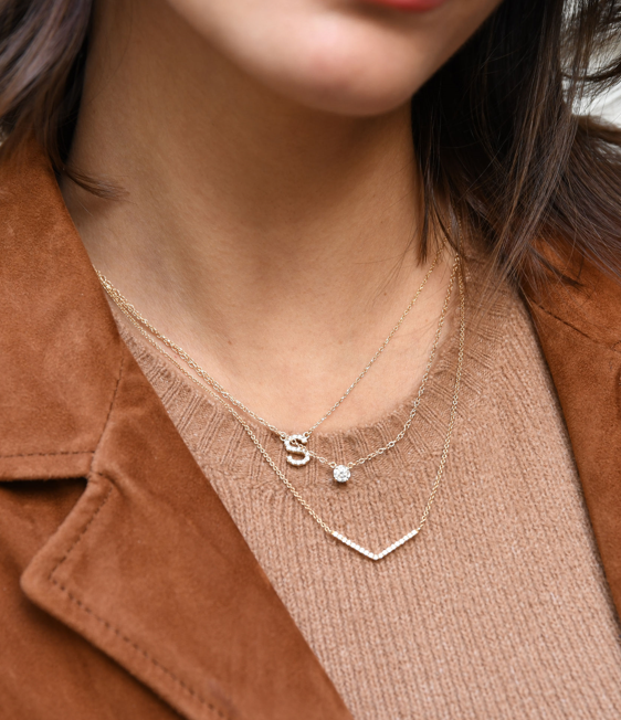 Diamond Initial Necklace in 14K Gold