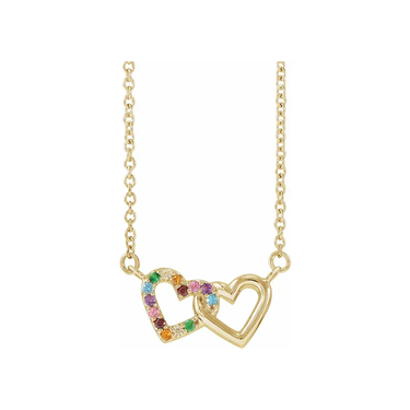 Kissing Rainbow Hearts Necklace