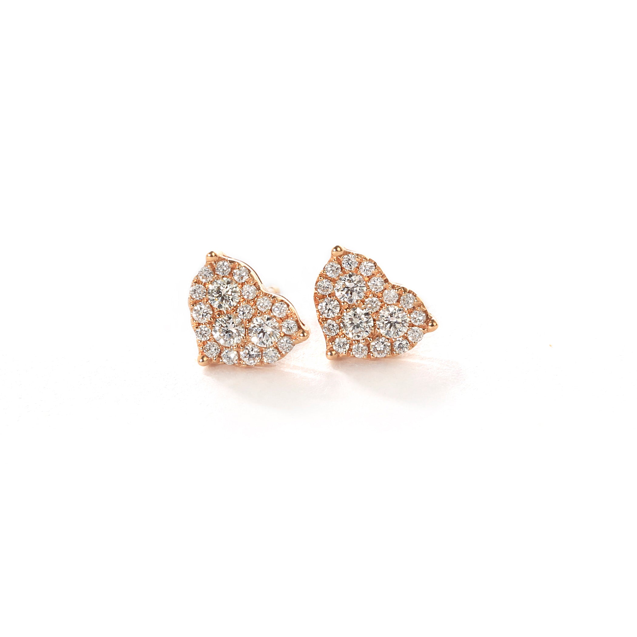 First-Crush Multi-Diamond Heart-Shaped Studs