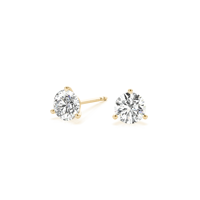 Lumije Signature Diamond Studs in Martini Setting (J Color, I1 Clarity) Yellow Gold