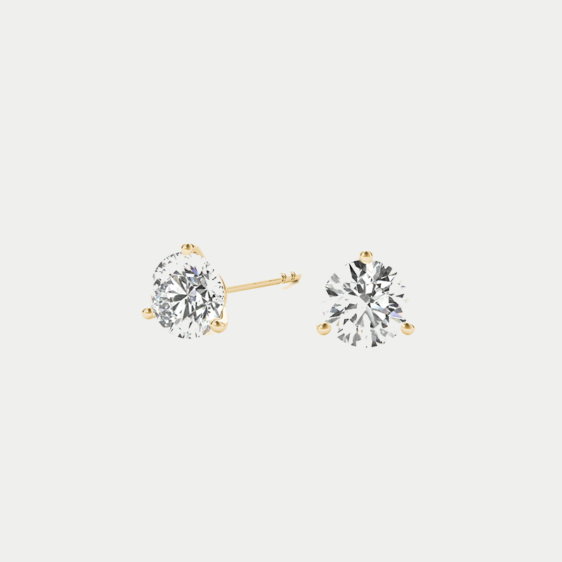 Lumije Signature Diamond Studs in Martini Setting (I Color, SI Clarity) in Yellow Gold