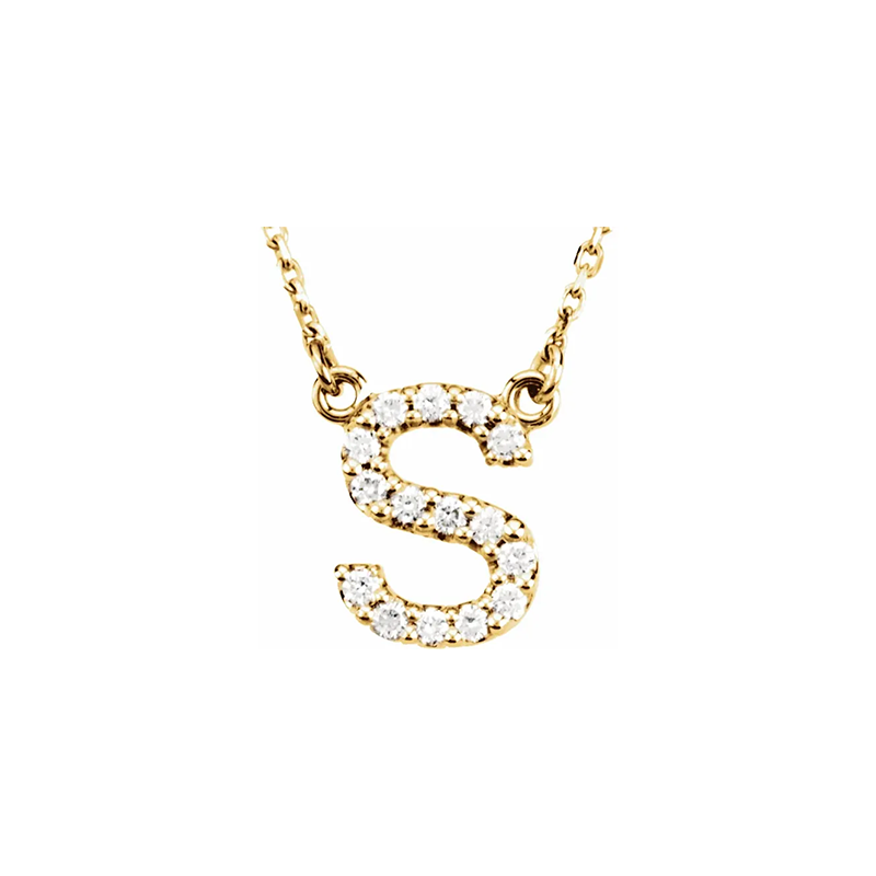 Diamond Initial Necklace in 14K Gold
