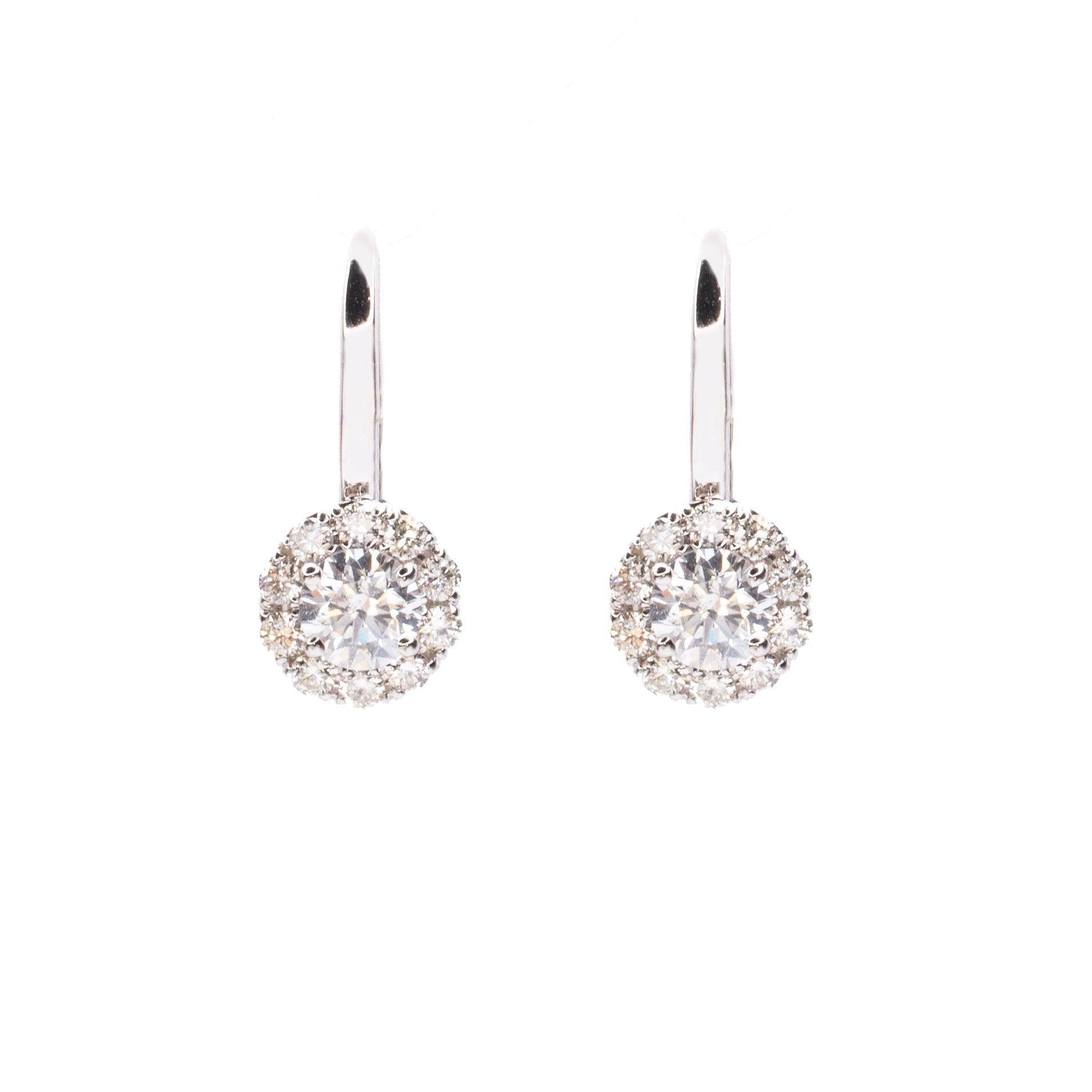 Diamond Halo Solitaire Huggie Earrings - Lumije New York