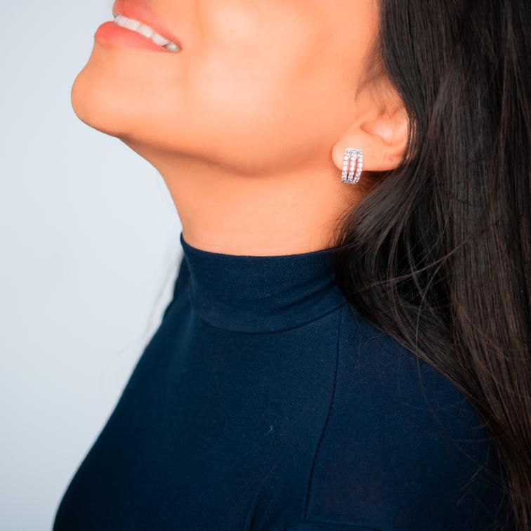 In A Thrice Diamond Hoop Earrings - Lumije New York