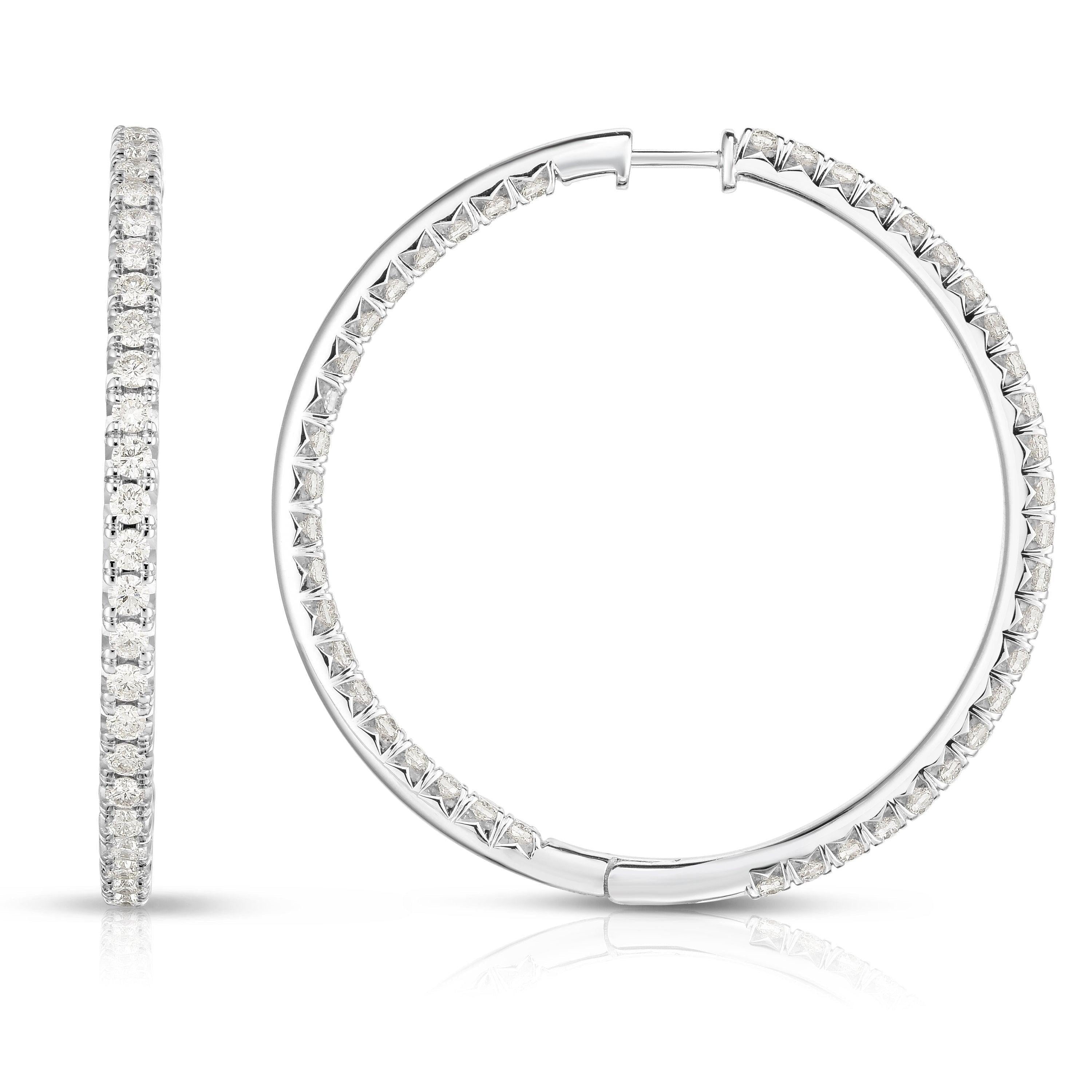 Large Diameter Inside-Out Diamond Hoop Earrings - Lumije New York