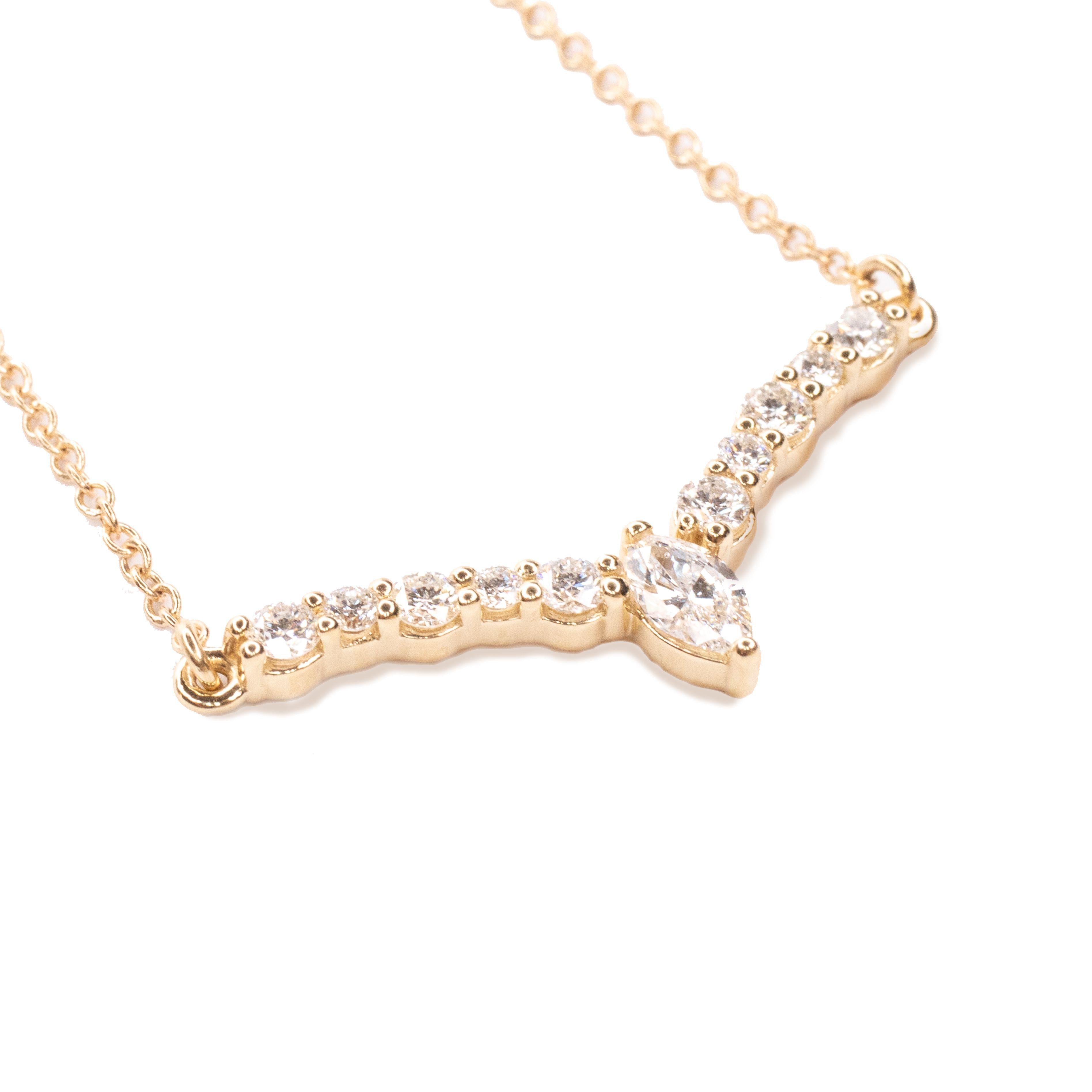 Marquise Diamond "V" Pendant Necklace - Lumije New York