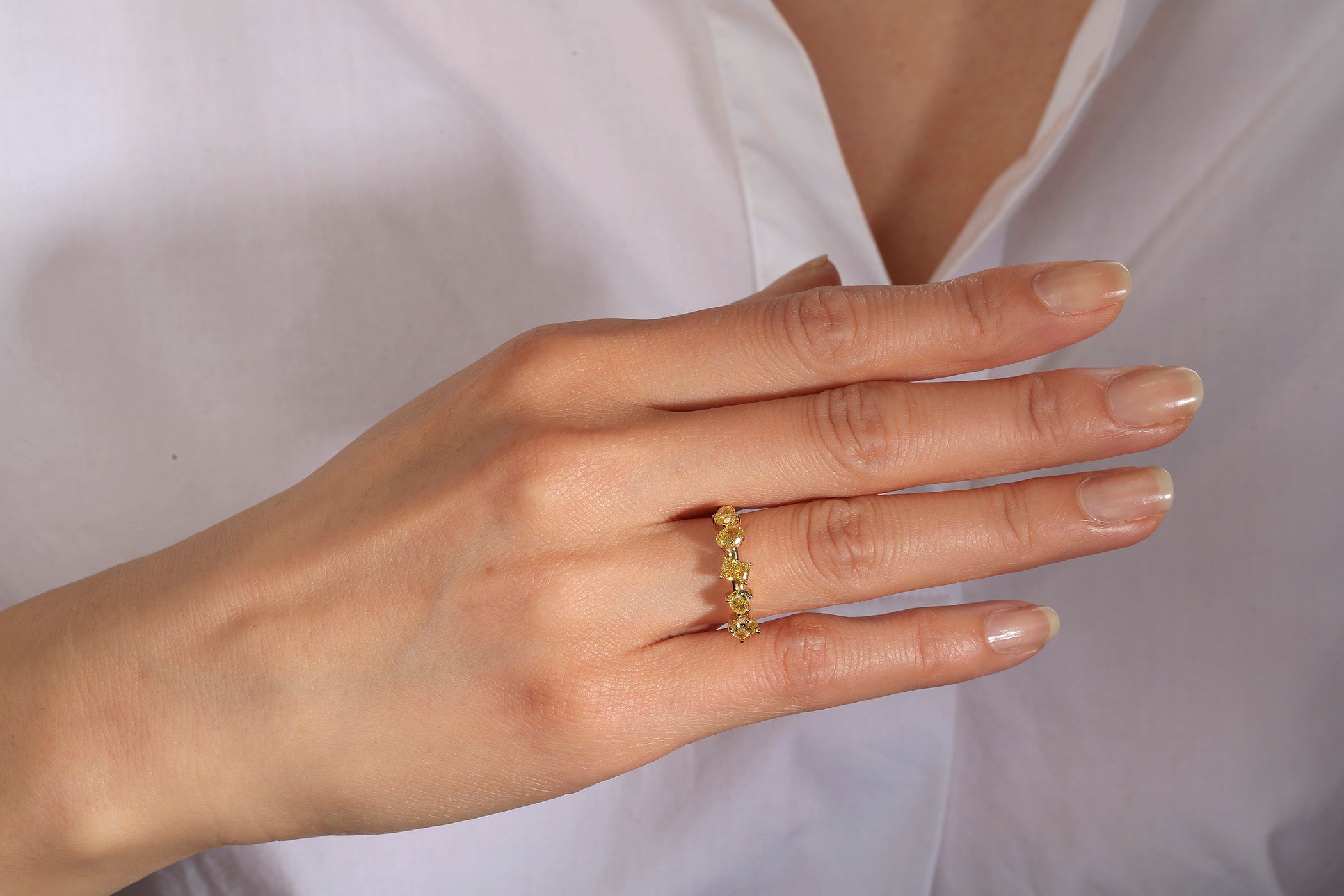 Enviable 1.43 CTW 5-Stone Mixed Fancy Yellow Band