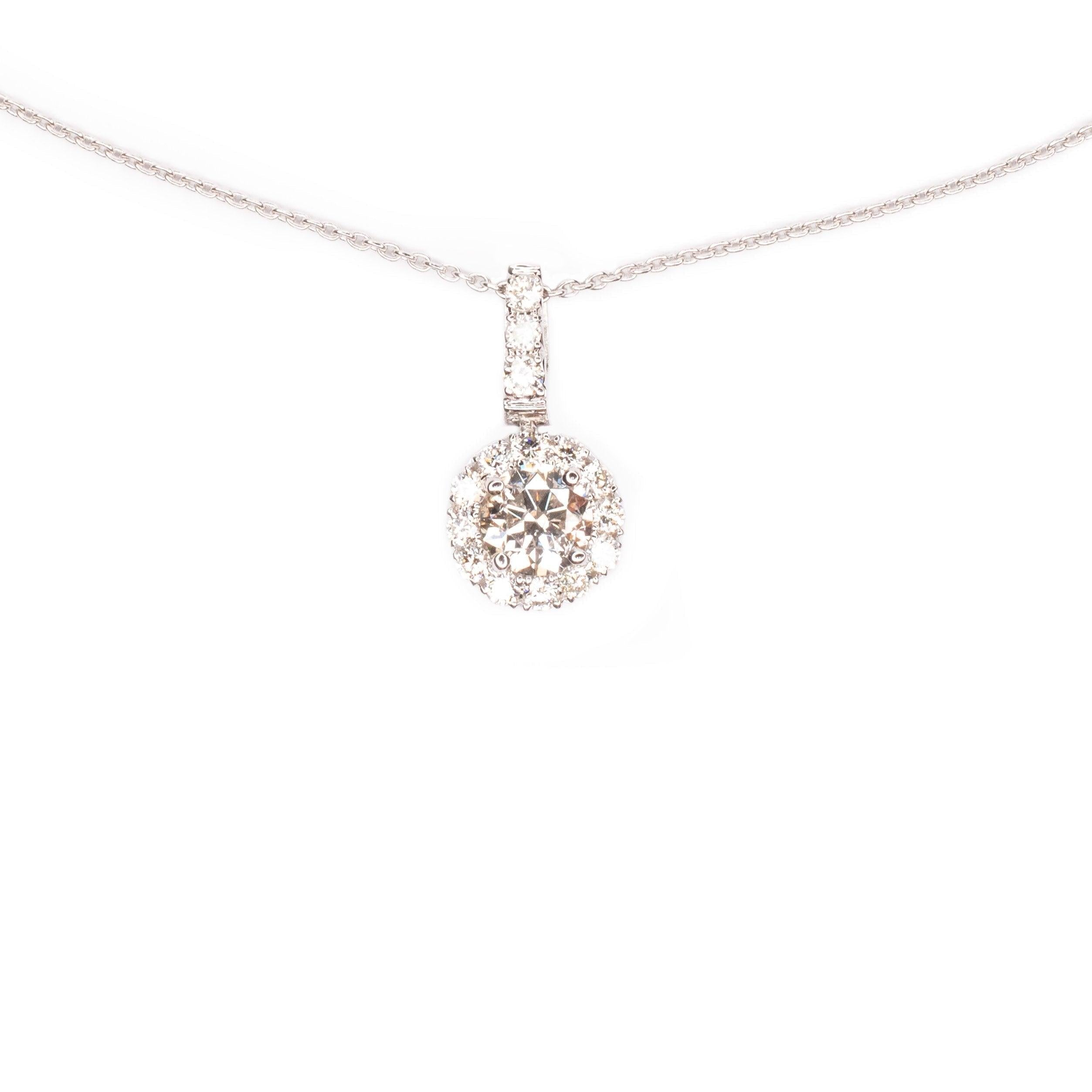 Jewelry at Work 0.37 TCW Round Solitaire Halo Diamond Pendant