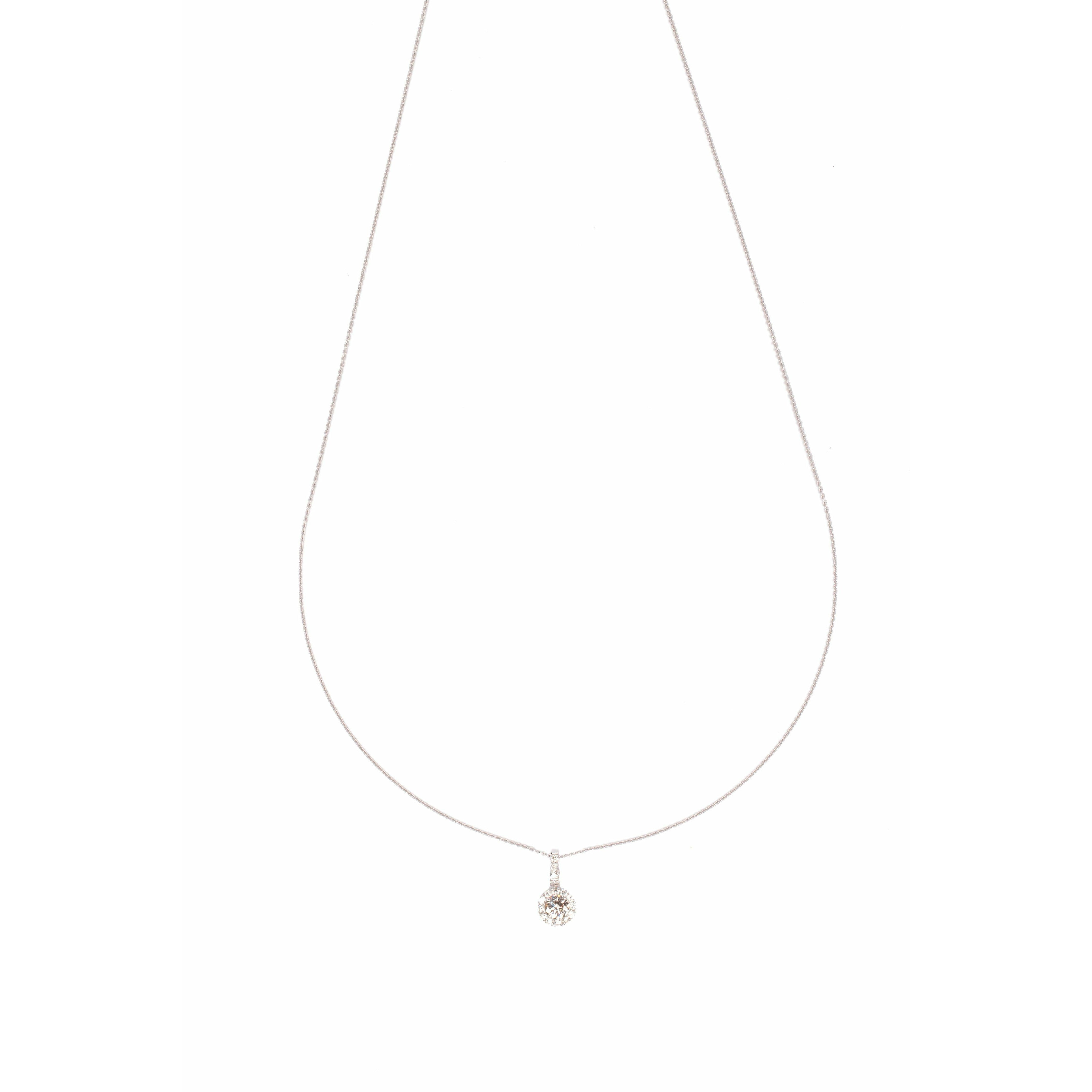 Round Solitaire Halo Diamond Pendant - Lumije New York
