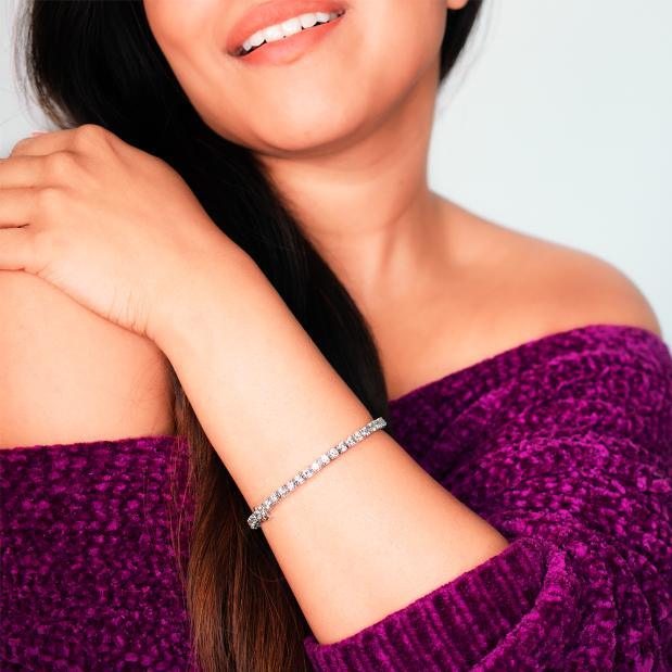 Signature 14K Yellow Gold Four-Prong Diamond Tennis Bracelet (H Color/I1 Clarity) - Lumije New York