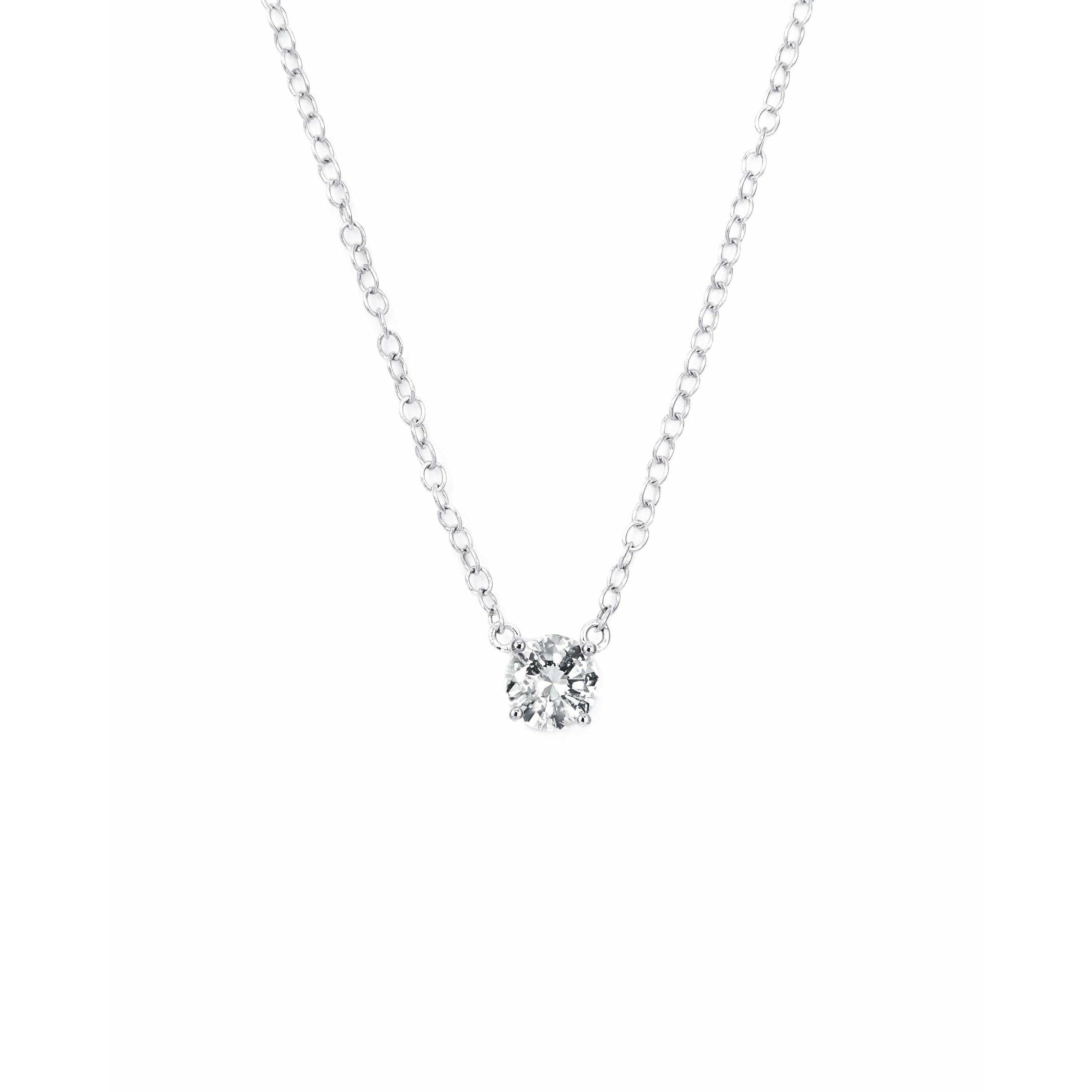 Solitaire Diamond Pendant in 14K White Gold - Lumije New York