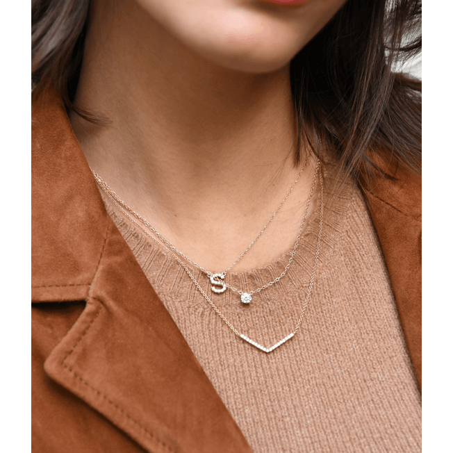 Solitaire Diamond Pendant in 14K White Gold - Lumije New York