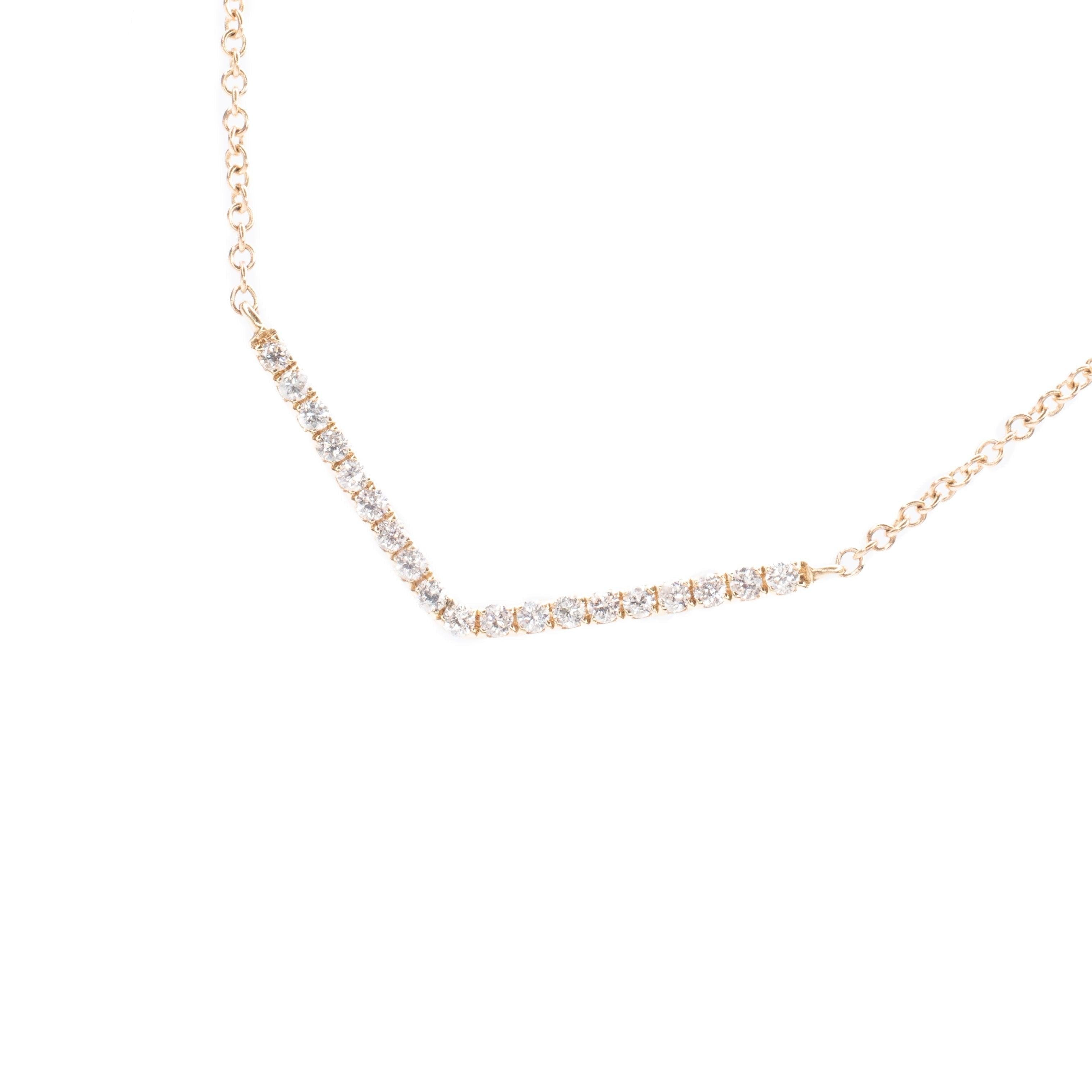 Jewelry at Work 0.19 TCW "V" Shape Bar Diamond Necklace