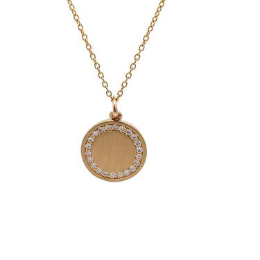 Gold & Diamond Disc Charm Necklace