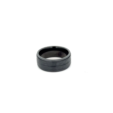 Men's Black Titanium Grooved Ring