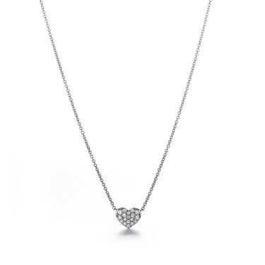 Heart Strings  Diamond Necklace - 14K White Gold Necklace