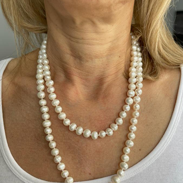 Cultured White Pearl Stainless Steel Necklace