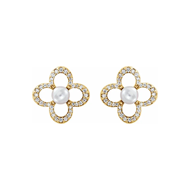 Lucky-Lady Pearl & Diamond Earrings