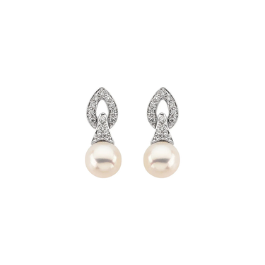 Elegant Pearl and Diamond Drop Earrings