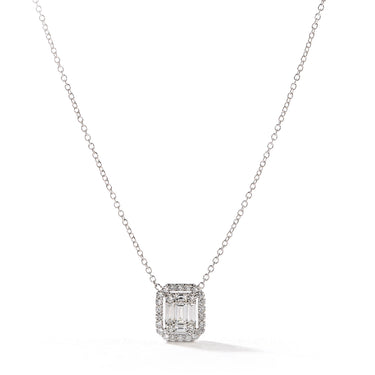 Square Halo Diamond Pendant