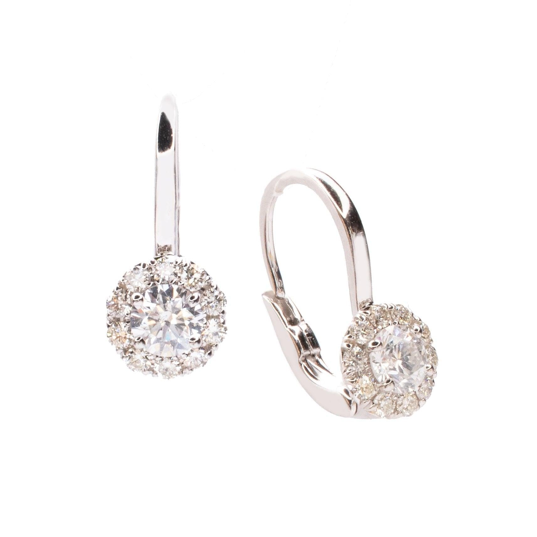 Diamond Halo Solitaire Huggie Earrings - Lumije New York