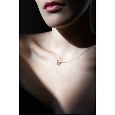 Diamond Initial Pendant Necklace in White Gold - Lumije New York