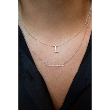 Diamond Initial Pendant Necklace in White Gold - Lumije New York