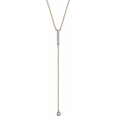 Drop Diamond Solitaire "Y" Necklace - Lumije New York