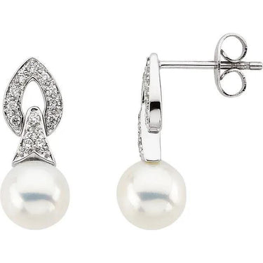 Elegant Pearl and Diamond Drop Earrings - Lumije New York