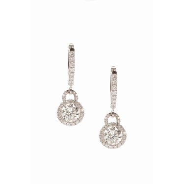 Hanging Solitaire Halo Diamond Earrings - Lumije New York