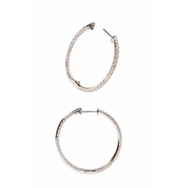 Medium Diameter Inside-Out Diamond Hoop Earrings - Lumije New York