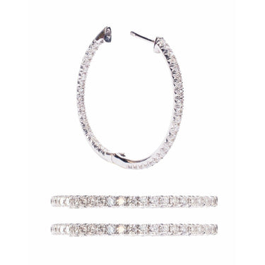 Medium Diameter Inside-Out Diamond Hoop Earrings - Lumije New York