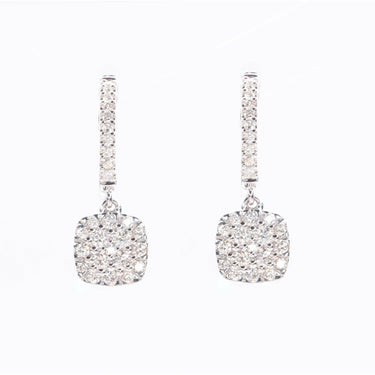 Multi-Stone Square Shape Hanging Diamond Earrings - Lumije New York
