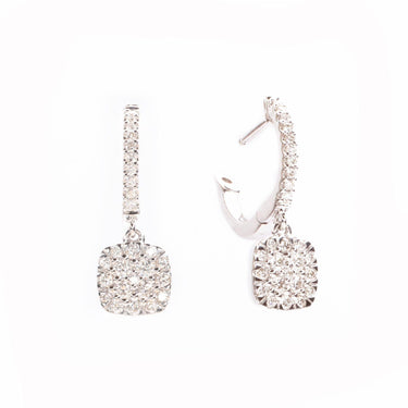 Multi-Stone Square Shape Hanging Diamond Earrings - Lumije New York