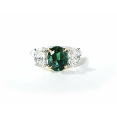 One-of-a-Kind 4.23 CTW Emerald and Diamond Oval Ring - Lumije New York