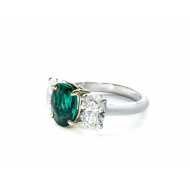 One-of-a-Kind 4.23 CTW Emerald and Diamond Oval Ring - Lumije New York
