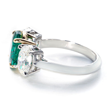 One-of-a-Kind 4.23 CTW Emerald and Diamond Oval Ring - Lumije New York