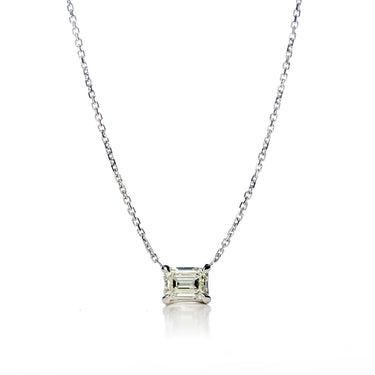 Emerald Cut Diamond Necklace, Diamond Baguette Necklace, Dainty Baguette Diamond  Pendant, 14K Yellow Gold Diamond Solitaire Necklace - Etsy India