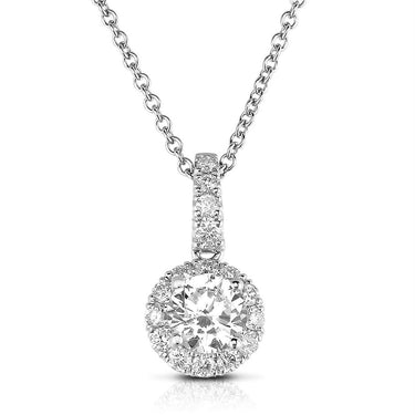 Round Solitaire Halo Diamond Pendant - Lumije New York