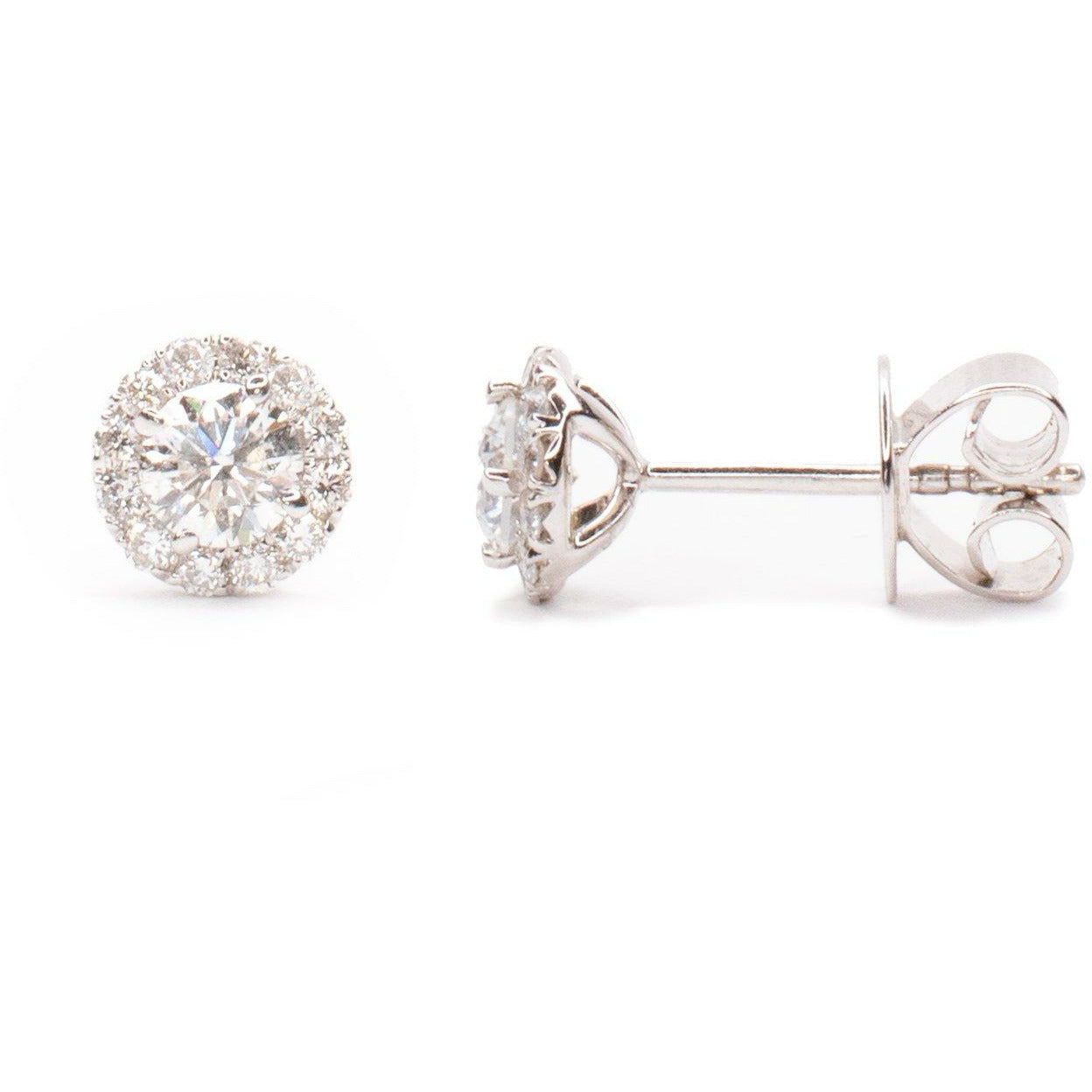 Jewelry at Work 0.68 TCW Round Solitaire with Round Halo Diamond Studs