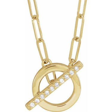 Toggle Gold Circle and Diamond Bar Pendant - Lumije New York